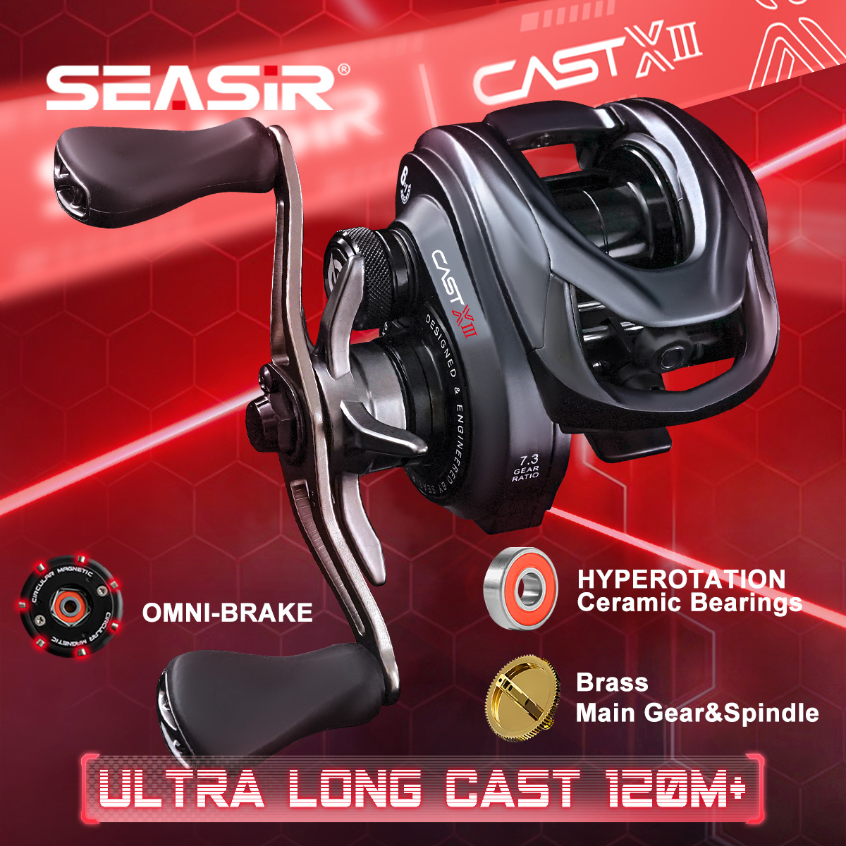 Abu Garcia Reel Max - Moulinet de lancer SEASIR CAST-X3, lancer